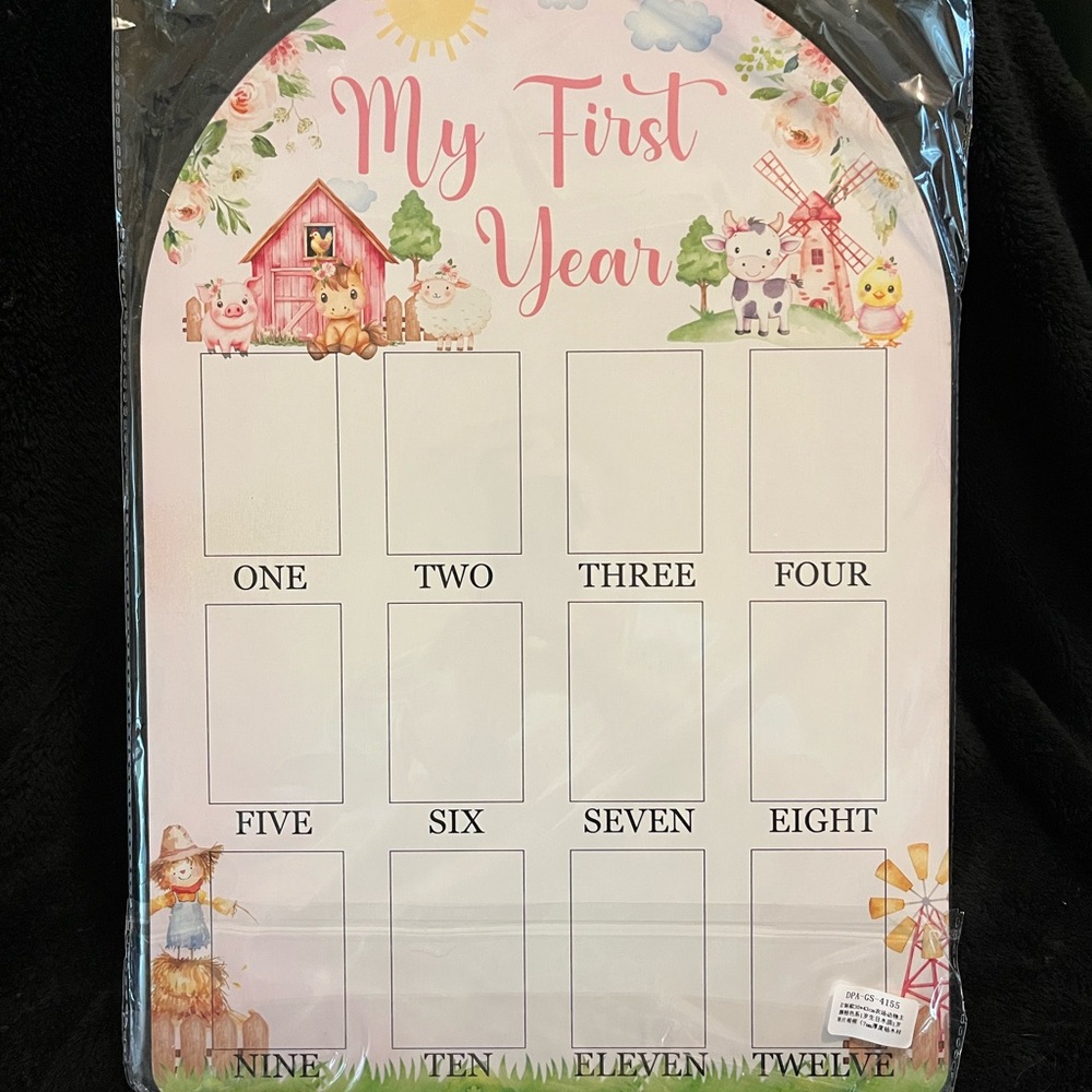 Pink and White Farm Milestone Board